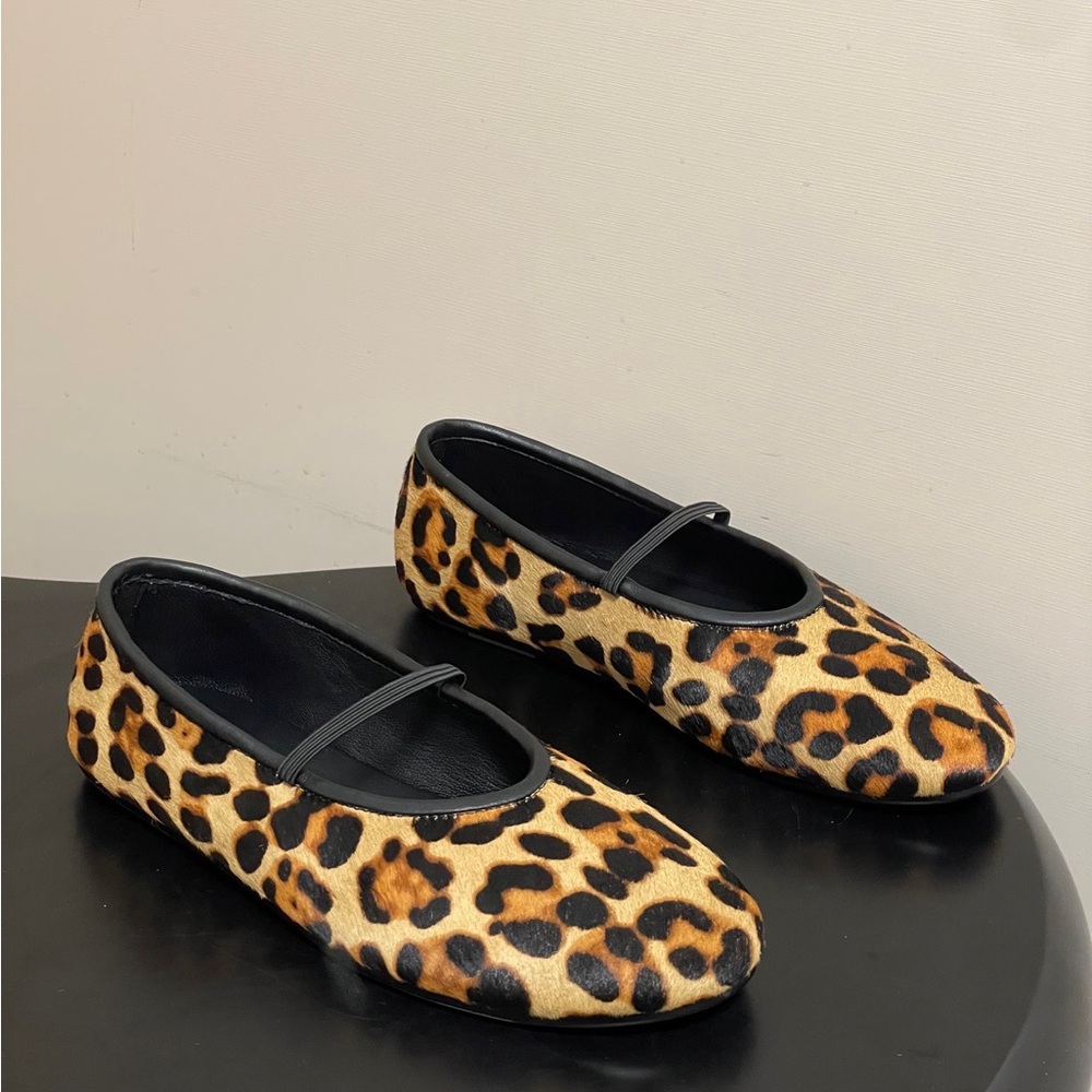 The Row Leopard Print Mary Jane Flats - Black Trim